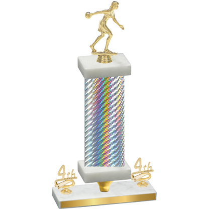 Premium Single Silver Carbon Fiber Fourth Place Bowling Trophy