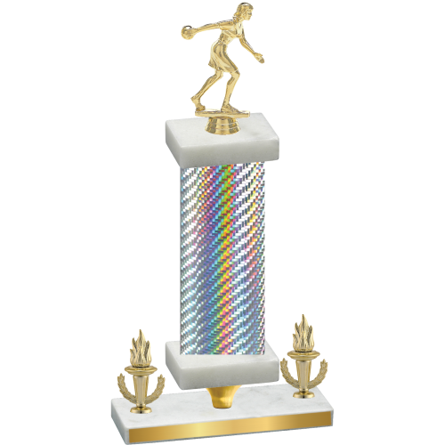 Premium Single Silver Carbon Fiber Victory Bowling Trophy