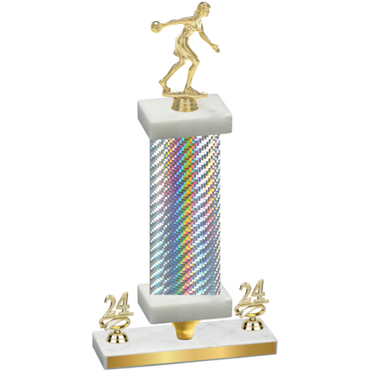 Premium Single Silver Carbon Fiber Year Bowling Trophy