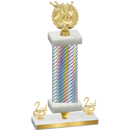 Premium Single Silver Carbon Fiber Second Place Bowling Trophy