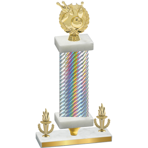 Premium Single Silver Carbon Fiber Victory Bowling Trophy