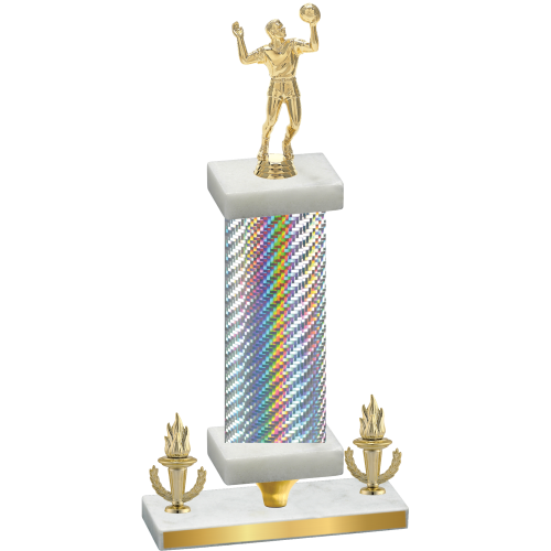 Premium Single Silver Carbon Fiber Victory Volleyball Trophy