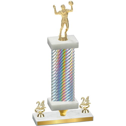 Premium Single Silver Carbon Fiber Year Volleyball Trophy