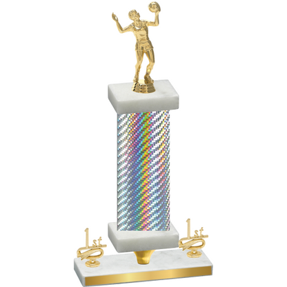 Premium Single Silver Carbon Fiber First Place Volleyball Trophy