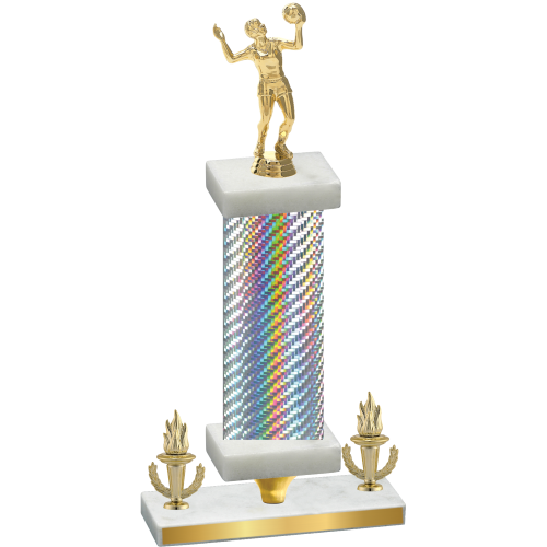 Premium Single Silver Carbon Fiber Victory Volleyball Trophy