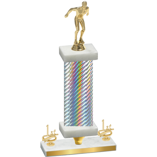 Premium Single Silver Carbon Fiber First Place Swimming Trophy