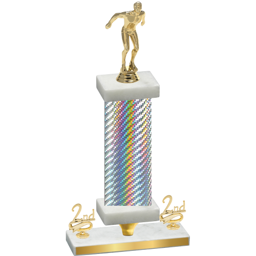 Premium Single Silver Carbon Fiber Second Place Swimming Trophy