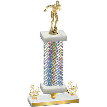 Premium Single Silver Carbon Fiber Third Place Swimming Trophy