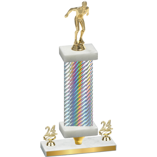 Premium Single Silver Carbon Fiber Year Swimming Trophy