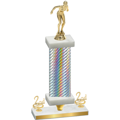 Premium Single Silver Carbon Fiber Second Place Tennis Trophy