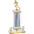 Premium Single Silver Carbon Fiber Year Football Trophy