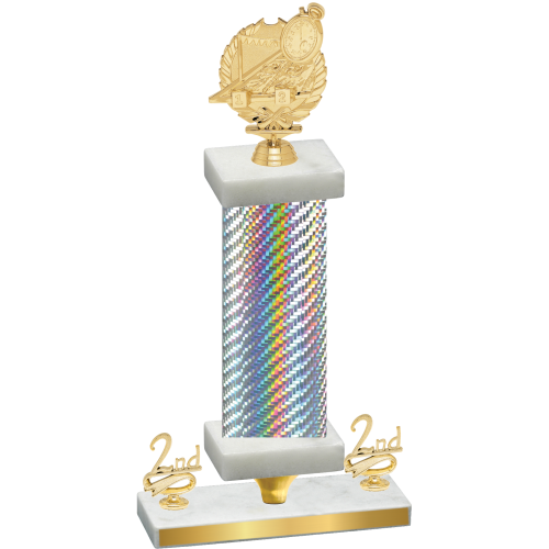 Premium Single Silver Carbon Fiber Second Place Swimming Trophy