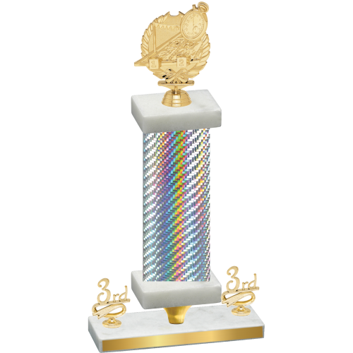 Premium Single Silver Carbon Fiber Third Place Swimming Trophy