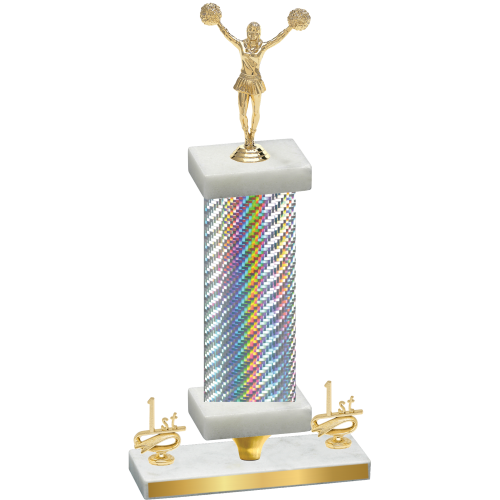 Premium Single Silver Carbon Fiber First Place Cheerleading Trophy