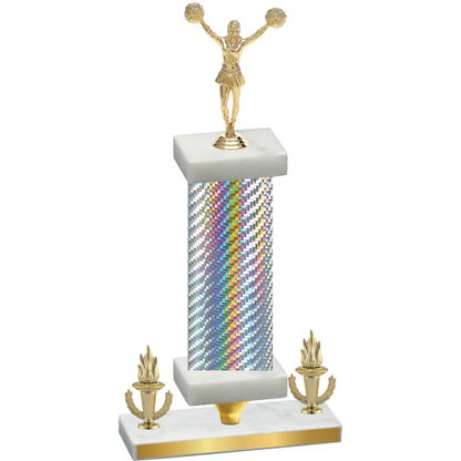 Premium Single Silver Carbon Fiber Victory Cheerleading Trophy