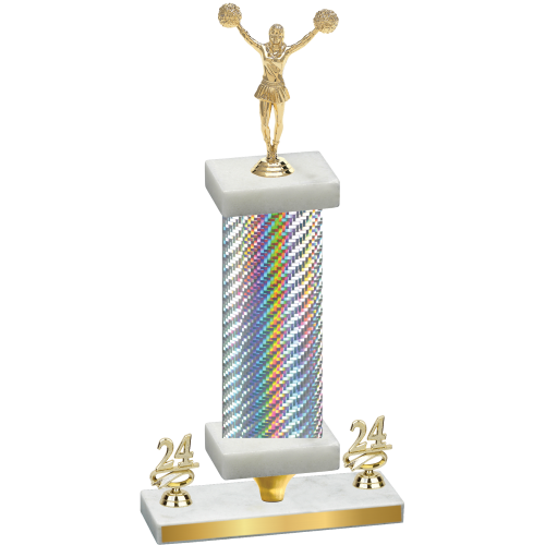 Premium Single Silver Carbon Fiber Year Cheerleading Trophy