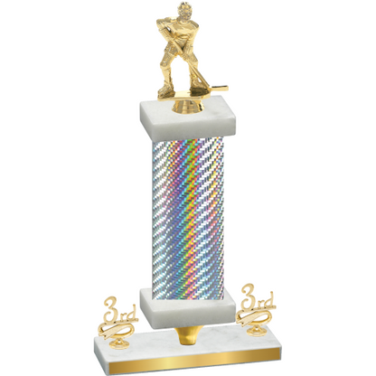 Premium Single Silver Carbon Fiber Third Place Hockey Trophy