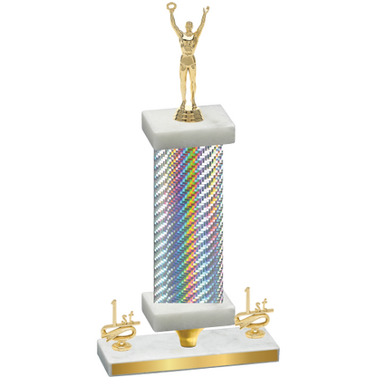 Premium Single Silver Carbon Fiber First Place Victory Trophy