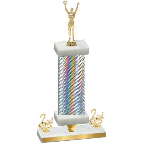 Premium Single Silver Carbon Fiber Second Place Victory Trophy