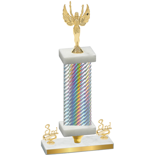 Premium Single Silver Carbon Fiber Third Place Victory Trophy