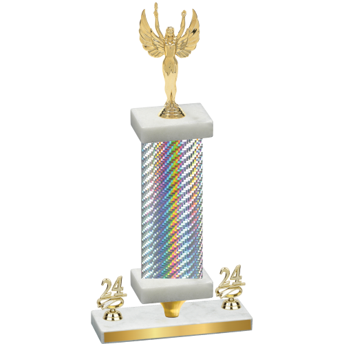 Premium Single Silver Carbon Fiber Year Victory Trophy