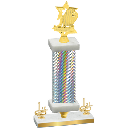 Premium Single Silver Carbon Fiber First Place Pickleball Trophy