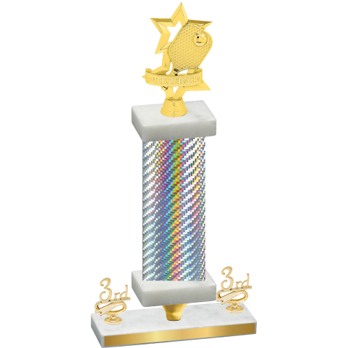 Premium Single Silver Carbon Fiber Third Place Pickleball Trophy