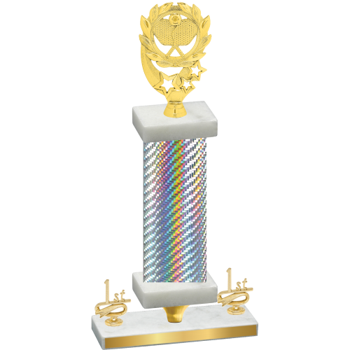 Premium Single Silver Carbon Fiber First Place Pickleball Trophy