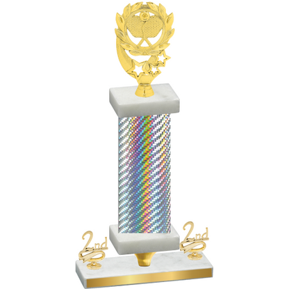 Premium Single Silver Carbon Fiber Second Place Pickleball Trophy