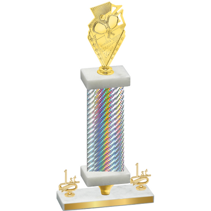 Premium Single Silver Carbon Fiber First Place Pickleball Trophy