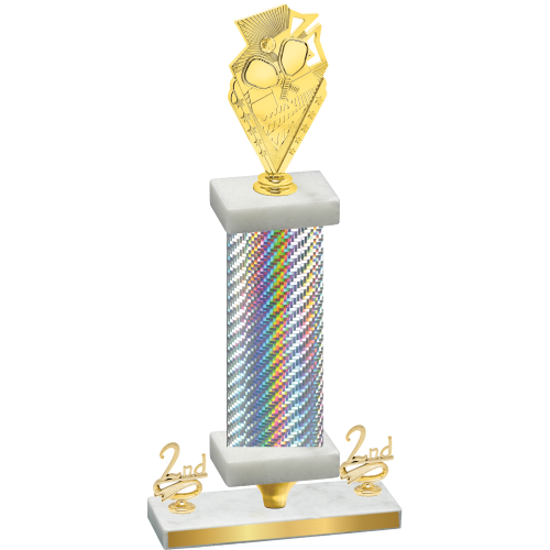 Premium Single Silver Carbon Fiber Second Place Pickleball Trophy