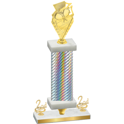 Premium Single Silver Carbon Fiber Second Place Pickleball Trophy