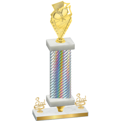 Premium Single Silver Carbon Fiber Third Place Pickleball Trophy