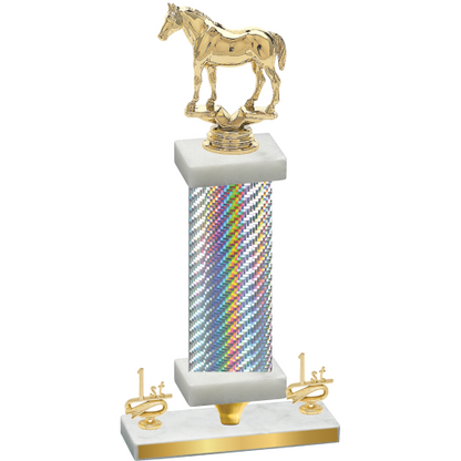 Premium Single Silver Carbon Fiber First Place Horses Trophy