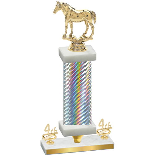 Premium Single Silver Carbon Fiber Fourth Place Horses Trophy