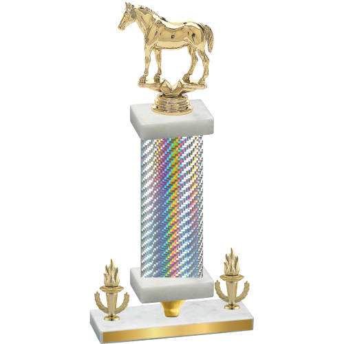 Premium Single Silver Carbon Fiber Victory Horses Trophy