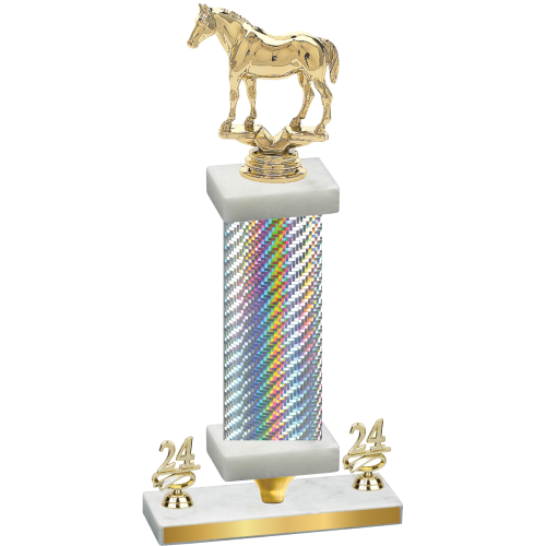 Premium Single Silver Carbon Fiber Year Horses Trophy