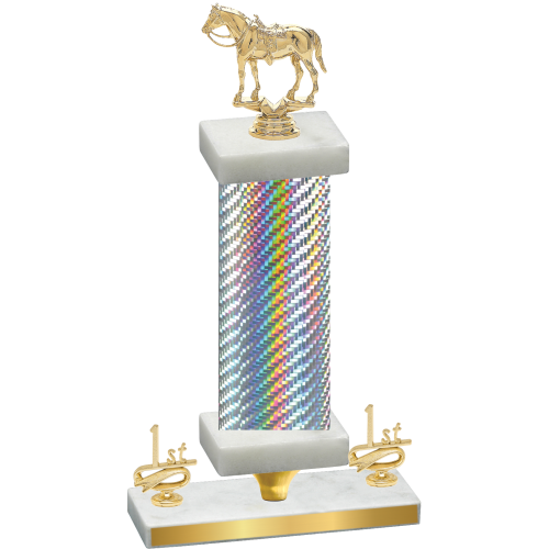 Premium Single Silver Carbon Fiber First Place Horses Trophy