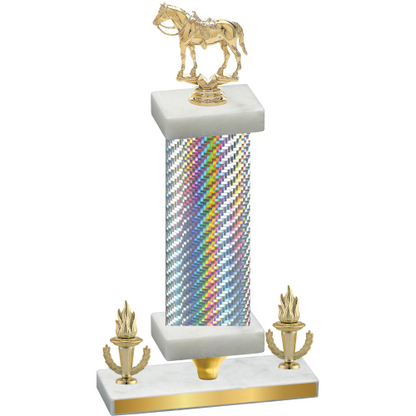 Premium Single Silver Carbon Fiber Victory Horses Trophy