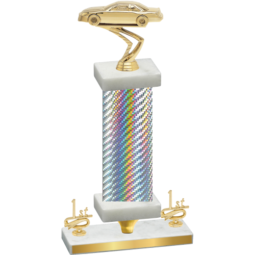 Premium Single Silver Carbon Fiber First Place Cars Trophy