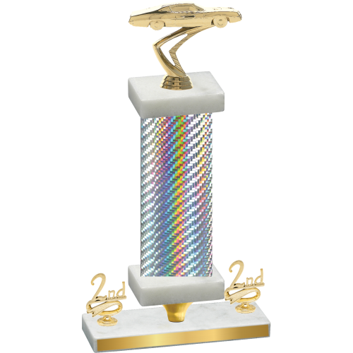 Premium Single Silver Carbon Fiber Second Place Cars Trophy