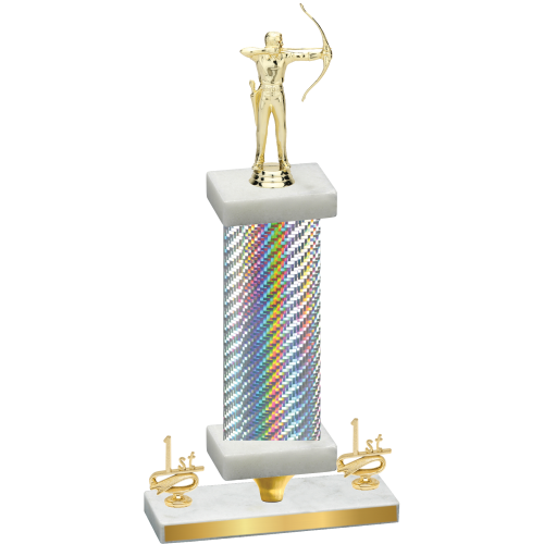 Premium Single Silver Carbon Fiber First Place Archery Trophy