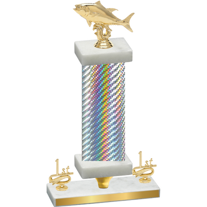 Premium Single Silver Carbon Fiber First Place Fishing Trophy