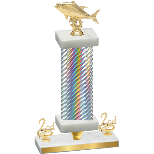 Premium Single Silver Carbon Fiber Second Place Fishing Trophy