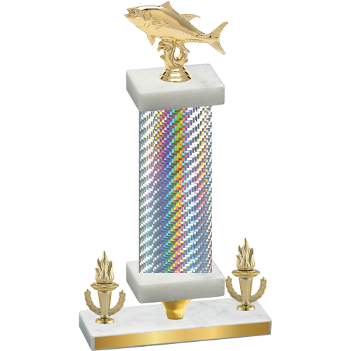 Premium Single Silver Carbon Fiber Victory Fishing Trophy