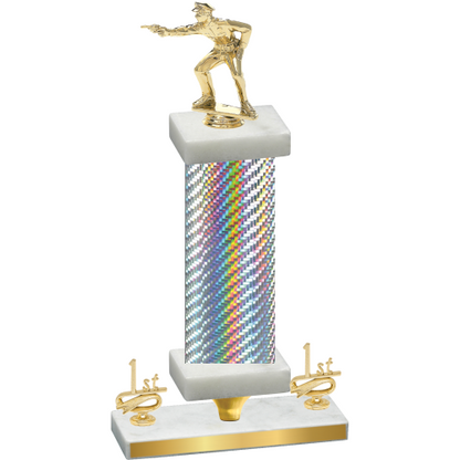 Premium Single Silver Carbon Fiber First Place Shooter Trophy