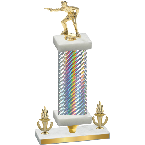 Premium Single Silver Carbon Fiber Victory Shooter Trophy