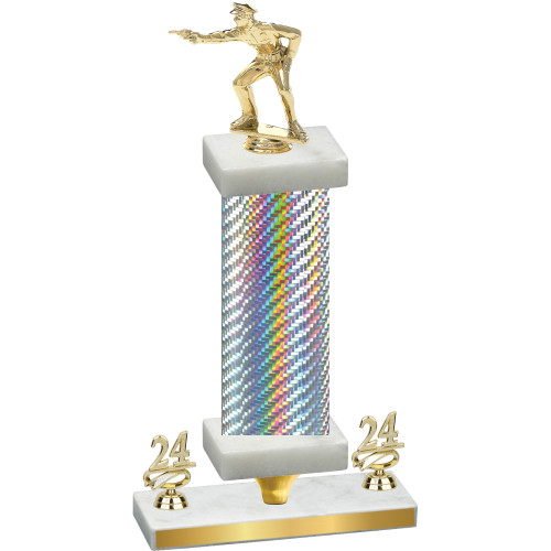 Premium Single Silver Carbon Fiber Year Shooter Trophy