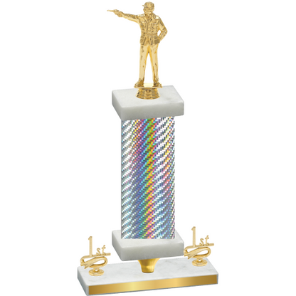 Premium Single Silver Carbon Fiber First Place Shooter Trophy