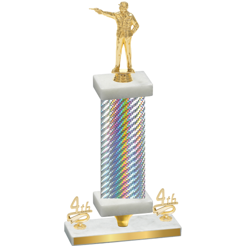 Premium Single Silver Carbon Fiber Fourth Place Shooter Trophy